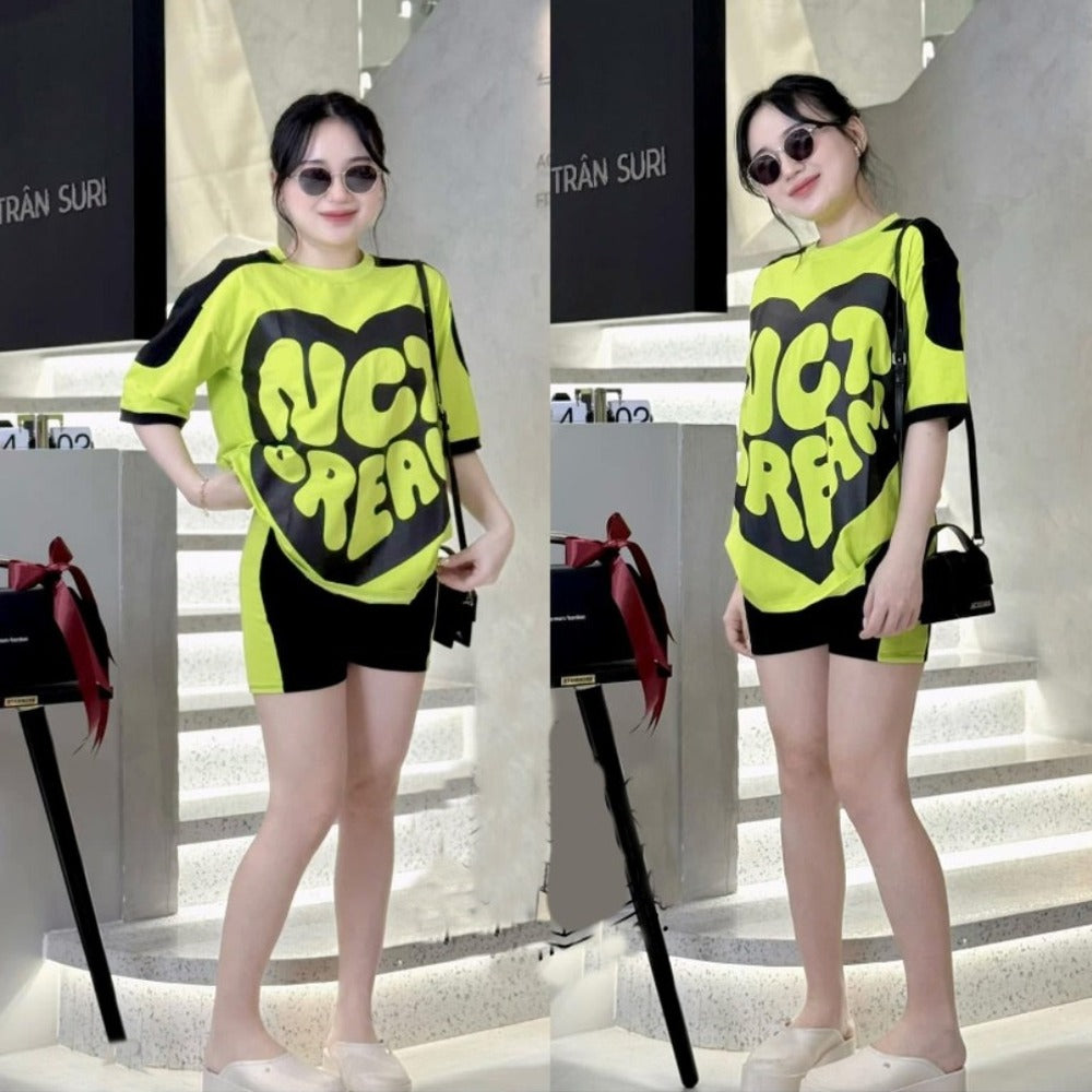 Retro Fashion T-shirt & Mini Shorts for Women