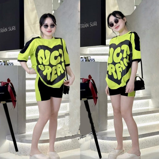 Retro Fashion T-shirt & Mini Shorts for Women