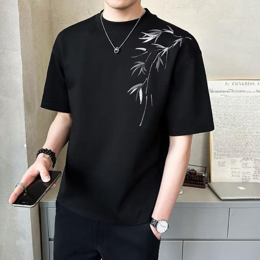 Solid Color Printed Fashion Short Sleeve Shirt for Men