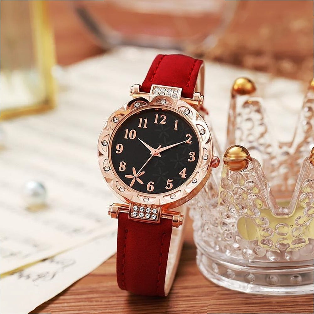 Luxury Leather Band Fashion Quartz Watch for Women