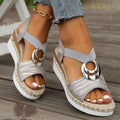 Metal Decoration Large Wedge Fashion Sandals for Women