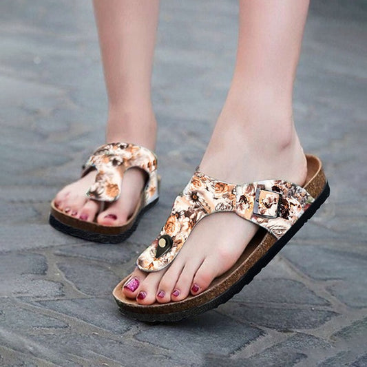 Floral Printed T-Strap Fashion Sandals for Women