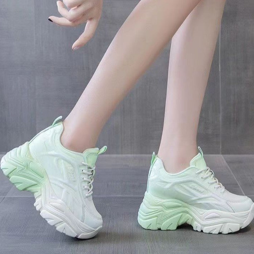 Wedge High Top Lace Up Sneaker Shoes for Women