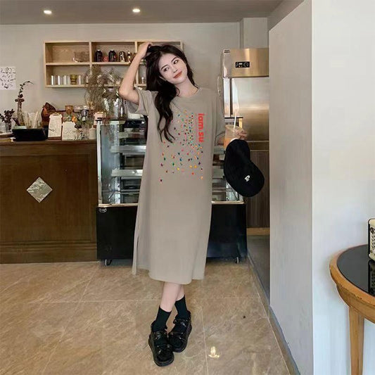 Designer Pattern Korean Style Home Wear Dress for Women