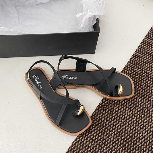 Summer Flat Square Toe Minimalist Sandals for Women