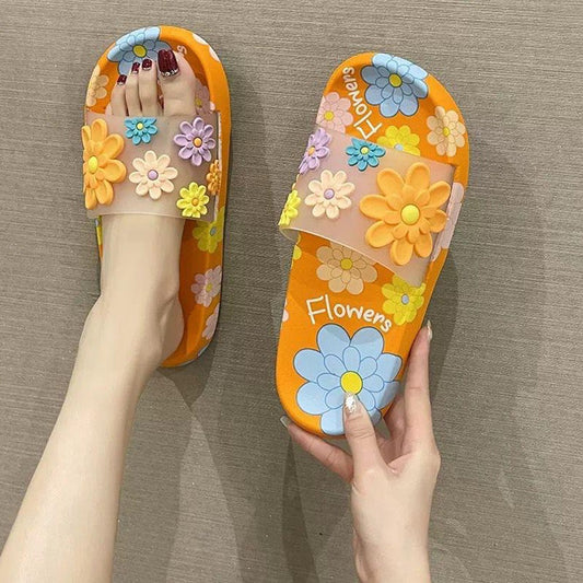 Latest Floral Pattern Slipper Sandals for Women