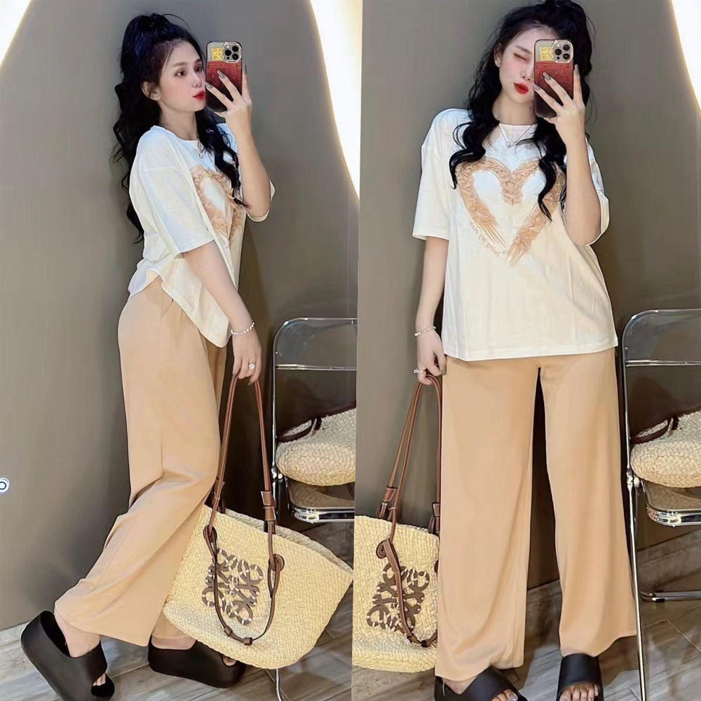 Love Printed Style T-shirt & Pant Pajama Set for Women