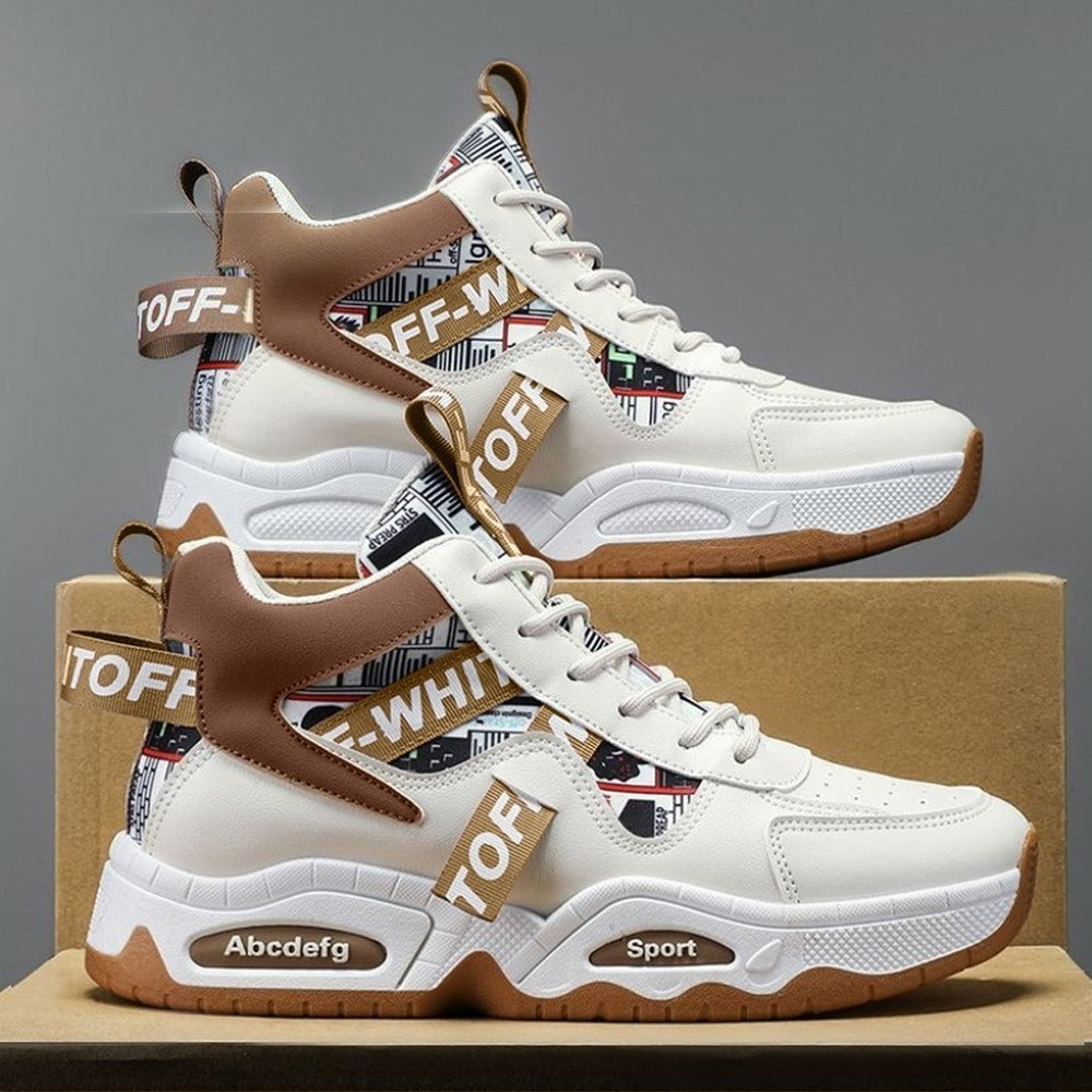 Text Printed High Top Fashion Sneaker Shoes for Men