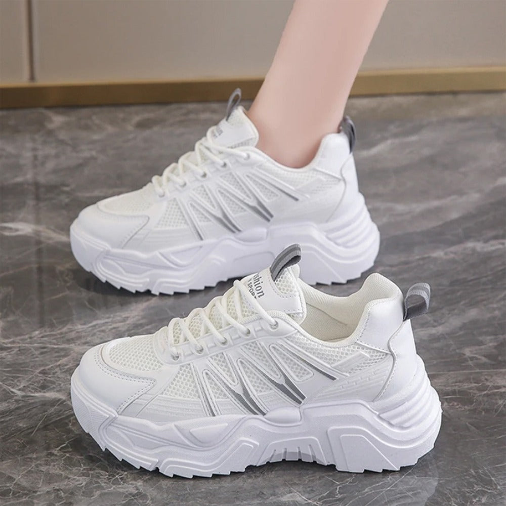 Latest Platform Mesh Lace Up Casual Wedge Shoes for Women