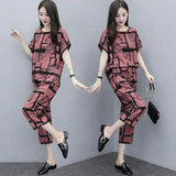 Polyester Printed Fashion Street Wear Top And Striped Pant for Women