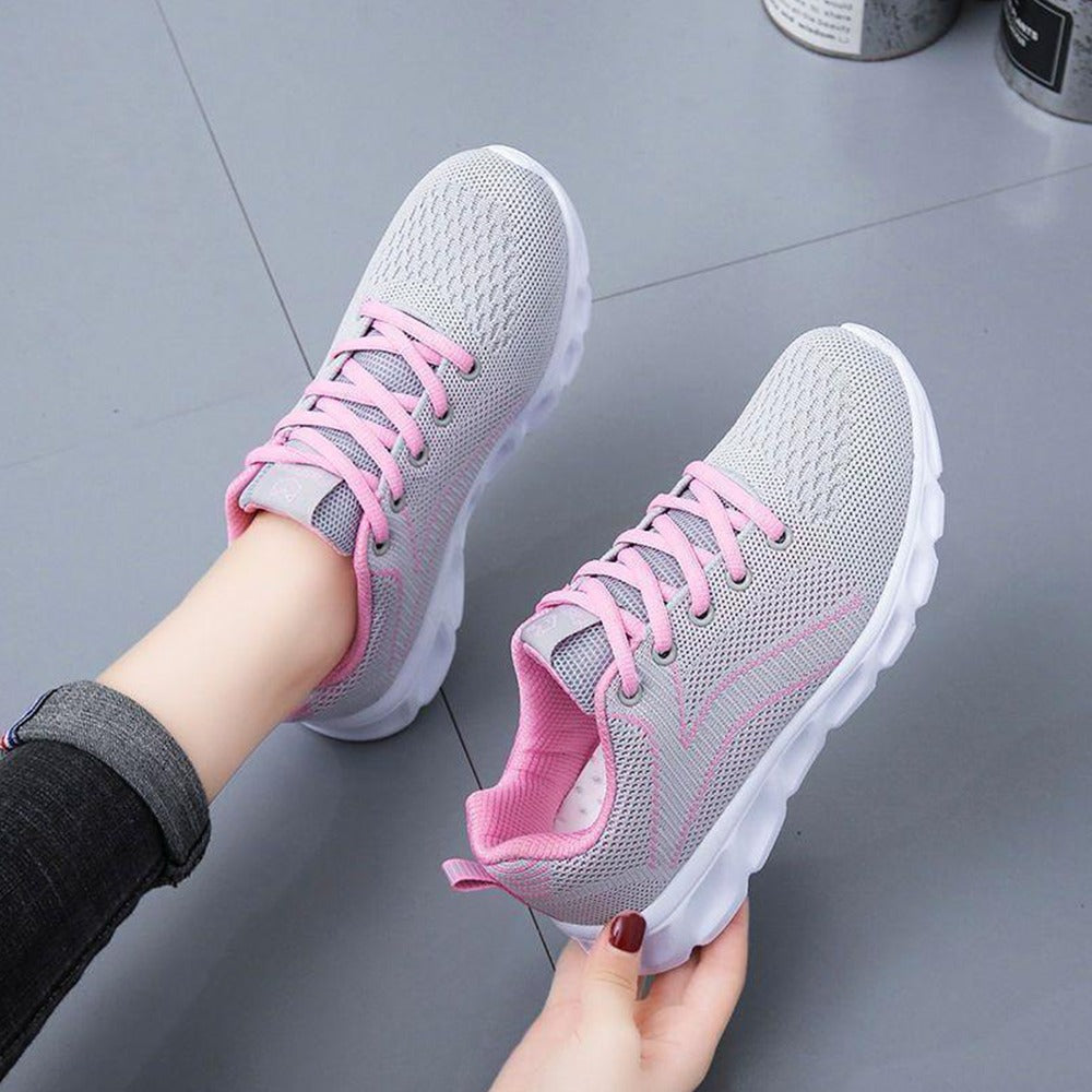 Working Safety Fashion Mesh Lace Up Casual Sneaker Shoes for Women