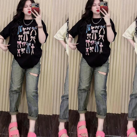 Printed Fashion Casual T-shirt & Pants for Women