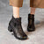 Chunky Leather Cut Out Fashion Boots for Ladies