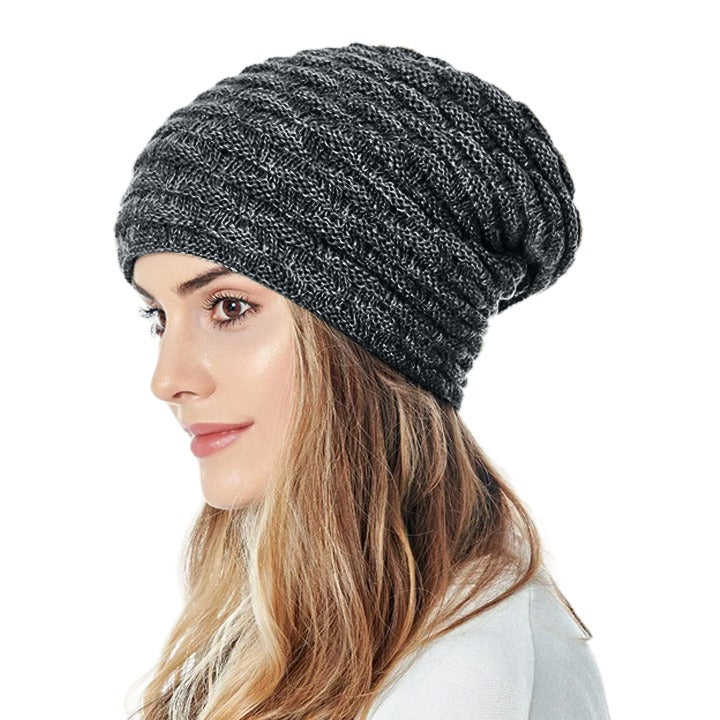 Vintage Fashion Solid Cuffed Winter Hat Knit with Warm Cap for Women