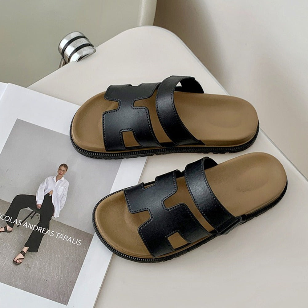 Truffle Open Toe Flat H-Shape Sandals for Women