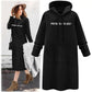 Solid Text Printed Full Sleeve Long Hooded Sweatshirt for Women
