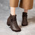 Chunky Leather Cut Out Fashion Boots for Ladies