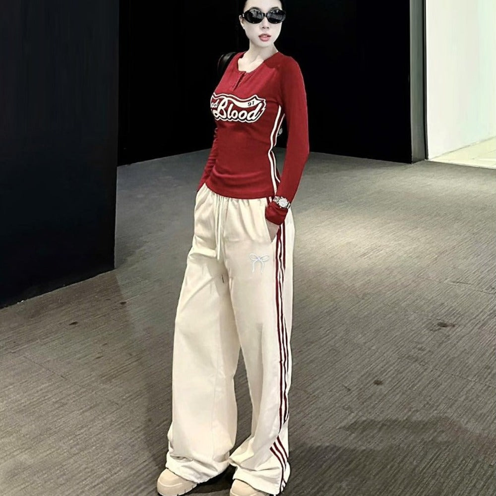 Stylish Printed Fashion Full Sleeve T-shirt & Wide Leg Pant for Women