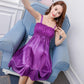 Satin Fux Solid Lace Sleepwear Nightdress for Ladies