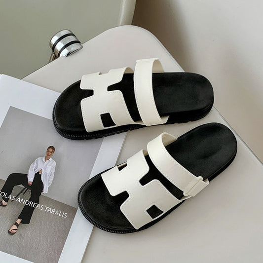 Truffle Open Toe Flat H-Shape Sandals for Women