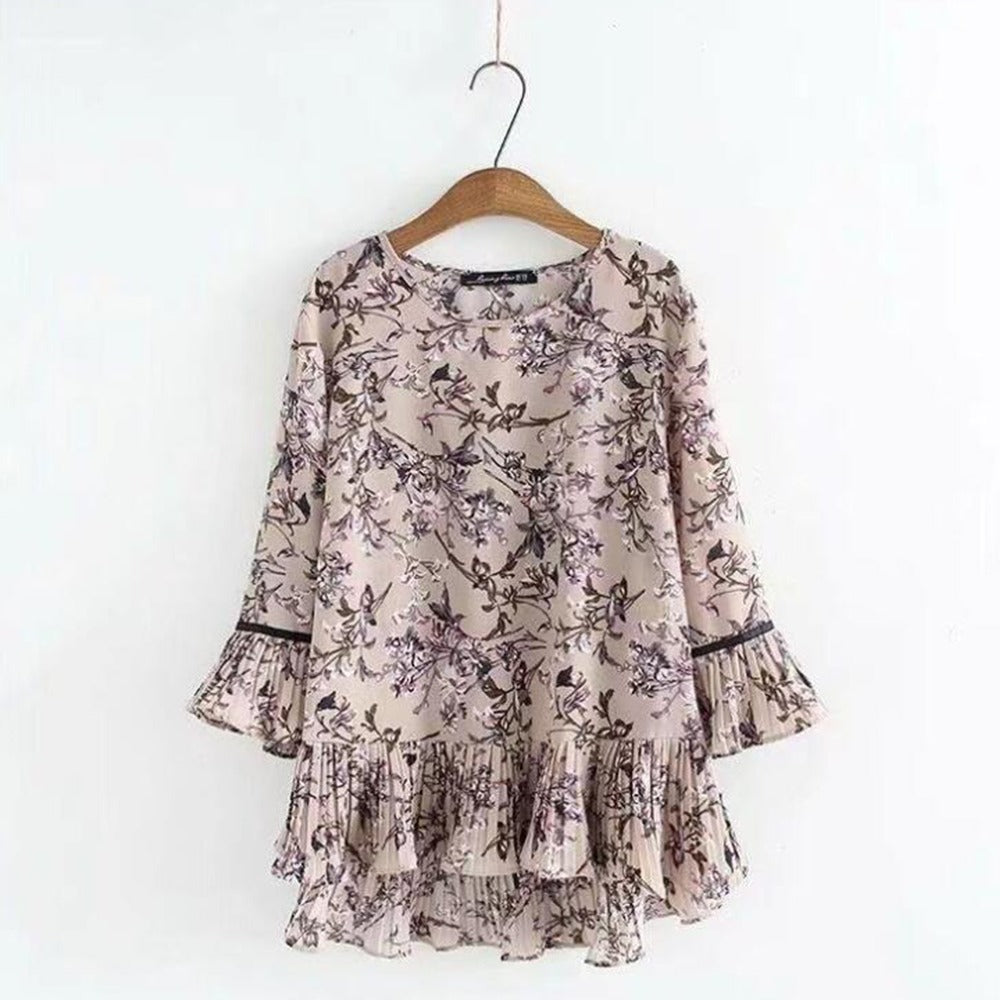 Chiffon Floral Printed Fashion Top for Women