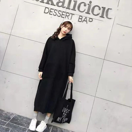 Solid Long Fleece Sweatshirt Pullover Loose Hoodie for Ladies