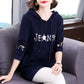 Text Printed Fashion Autumn Winter Full Sleeve T -shirt for Women