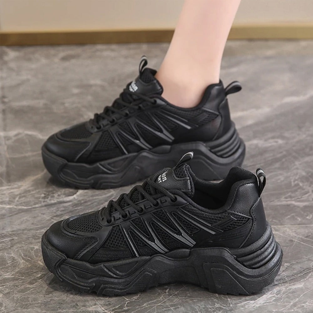 Latest Platform Mesh Lace Up Casual Wedge Shoes for Women