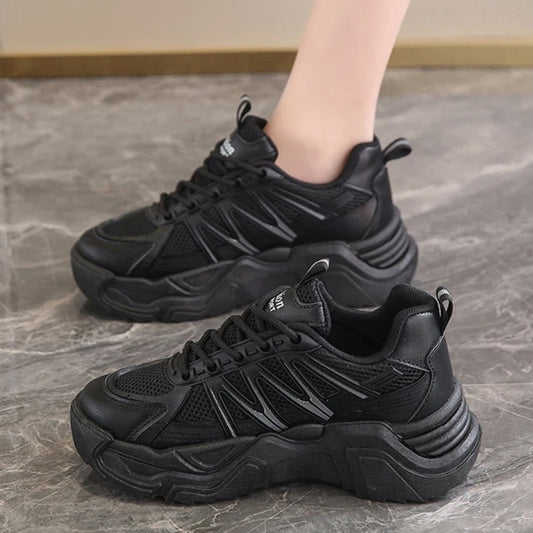 Latest Platform Mesh Lace Up Casual Wedge Shoes for Women