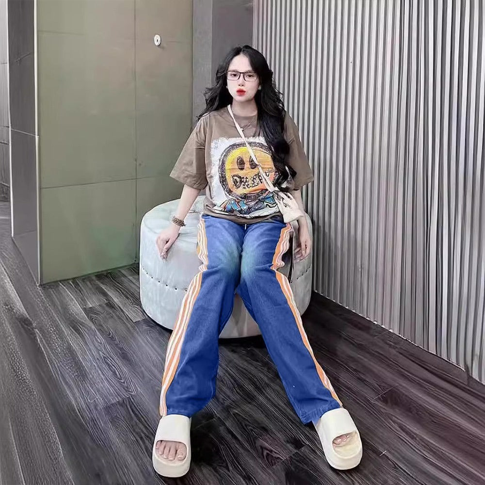 Printed Fashion T-shirt & Long Wide Leg Pants for Women