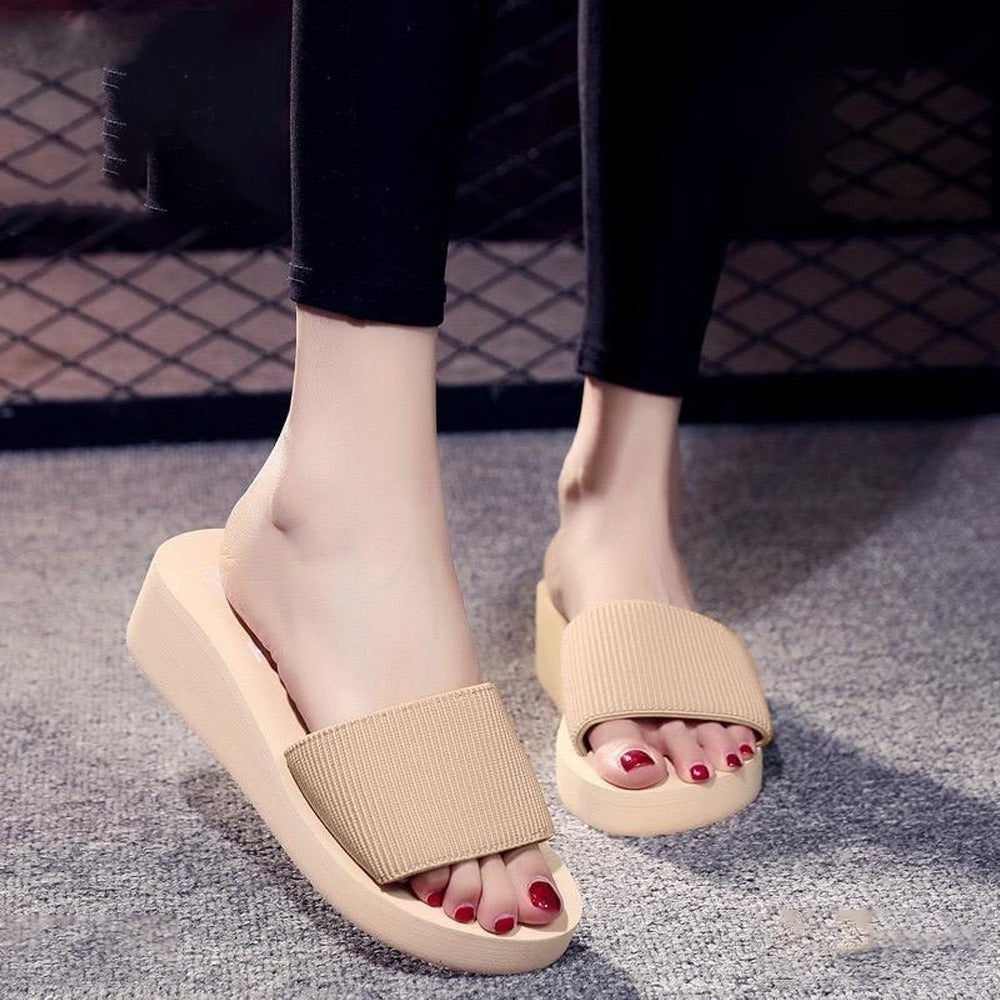 Wedge Solid Fashion Flip Flop Thick Sandals for Women