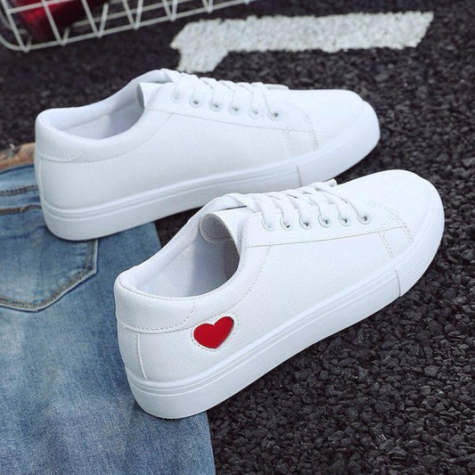 PU Leather Solid Color Casual Canvas Sneakers for Women