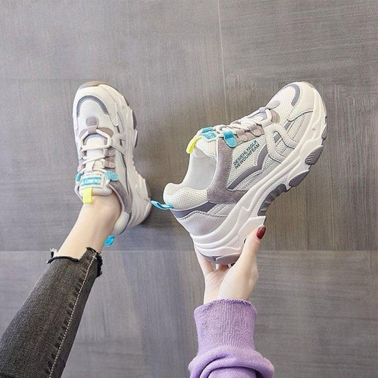 Thick Sole Breathable Lace Up Sneaker Shoes for Women