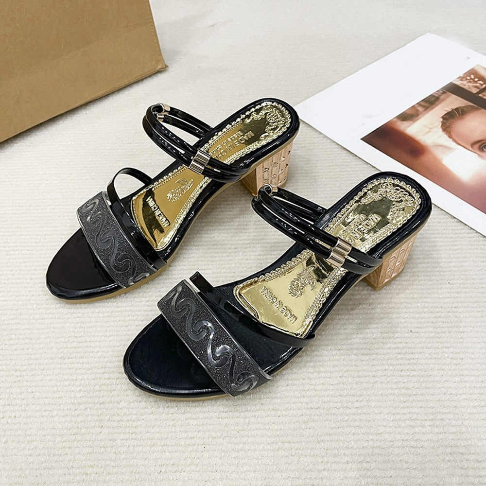 Low Heel Party Wear Fashion Sandals for Women