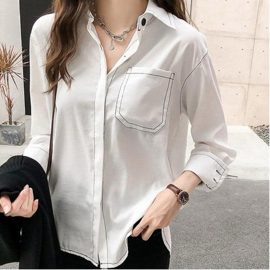 Casual Fashion Solid Color Full Sleeve Shirt for Women