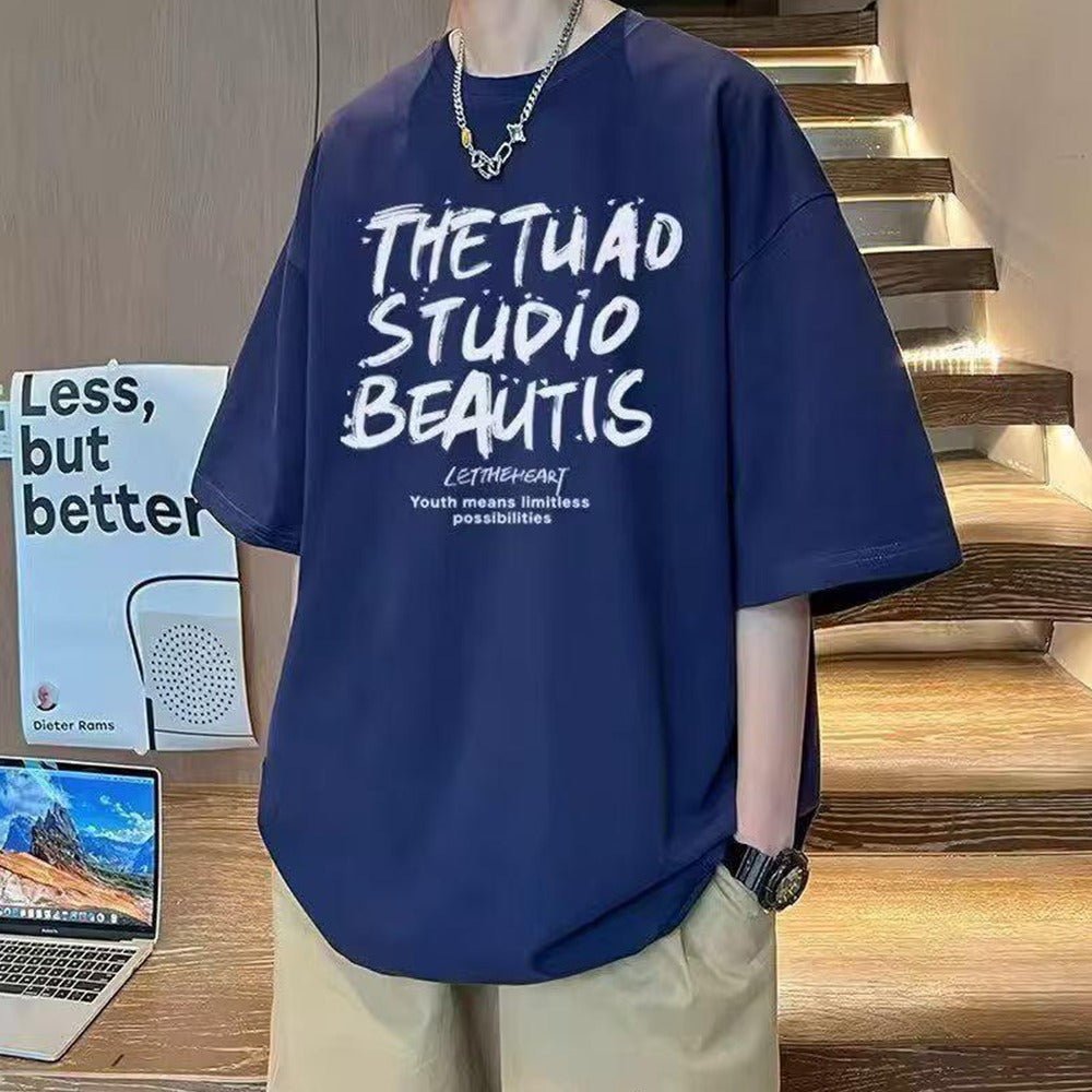 Text printed Oversized Casual T-shirt for Women