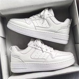 Thick Heel Fashion Solid Color Lace Up Sneakers for Women
