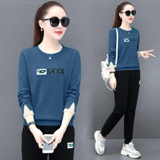 Full Sleeve Round Neck Printed T-shirt & Pant for Women