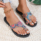 Open Toe Printed Fashion Flat - Summer Beach Slide Sandals for Women