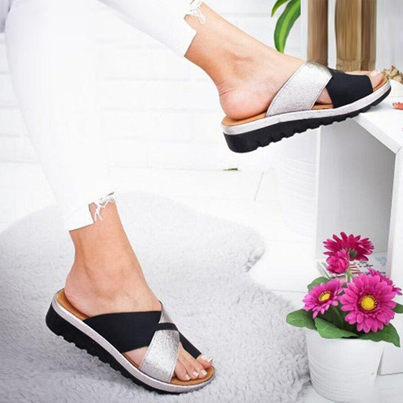 PU Leather Tote Orthopedic Slipper Sandals for Women