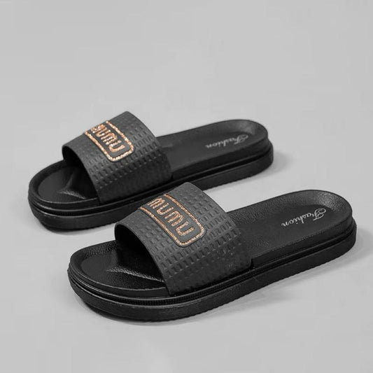 Flat Solid Text Printed Style Casual Sandals for Women