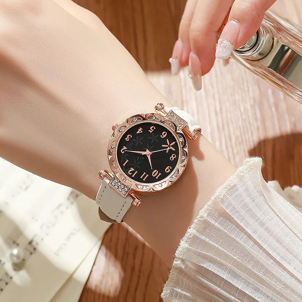 Luxury Leather Band Fashion Quartz Watch for Women