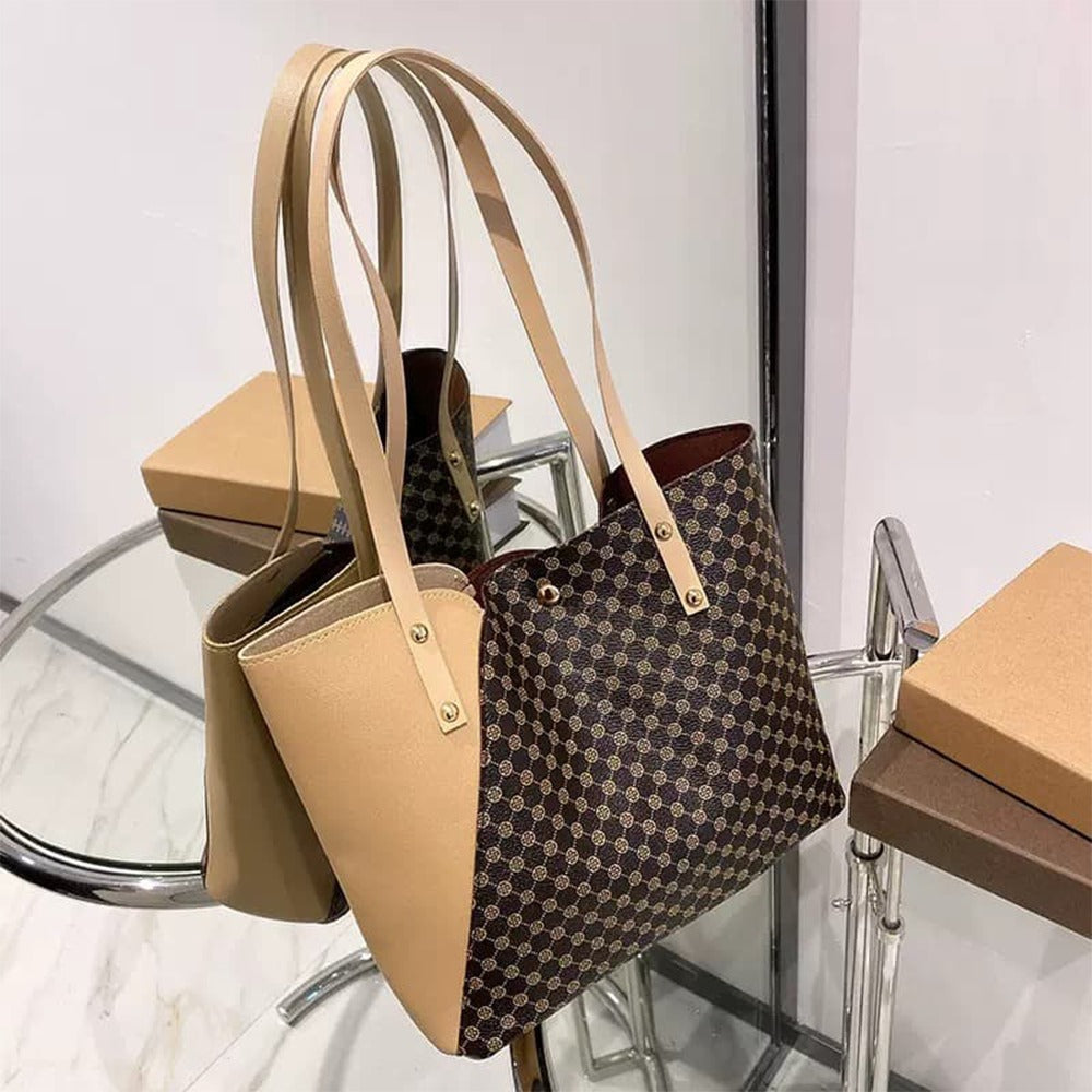 Faux Leather Tote Large Capacity Handbag for Women
