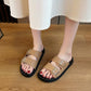 Double Band Solid Fashion Artificial Leather Sandals for Women