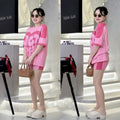 Retro Fashion T-shirt & Mini Shorts for Women