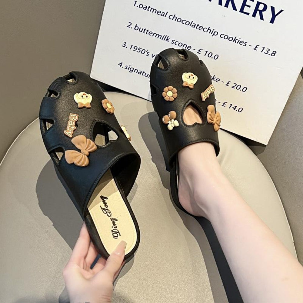 Round Toe PVC Platform Slip-On Sandals for Women