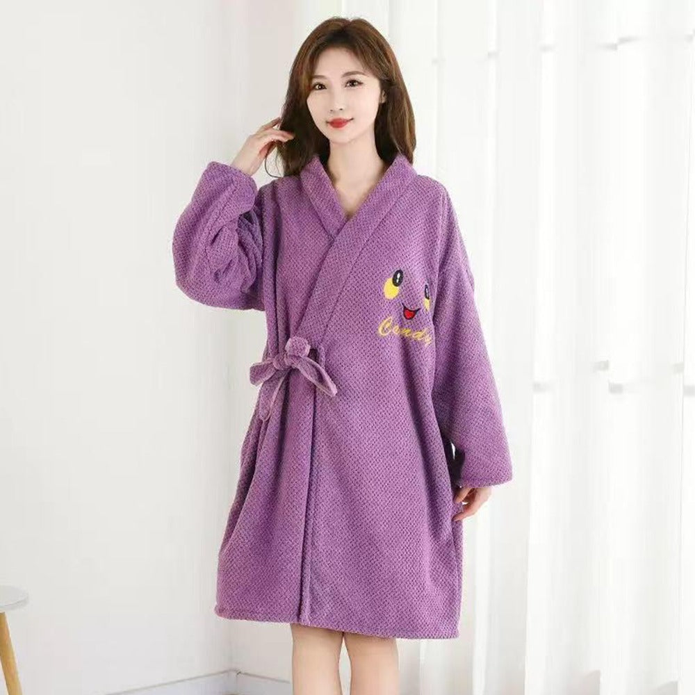 Terry Cotton Mix Bath Robe for Women