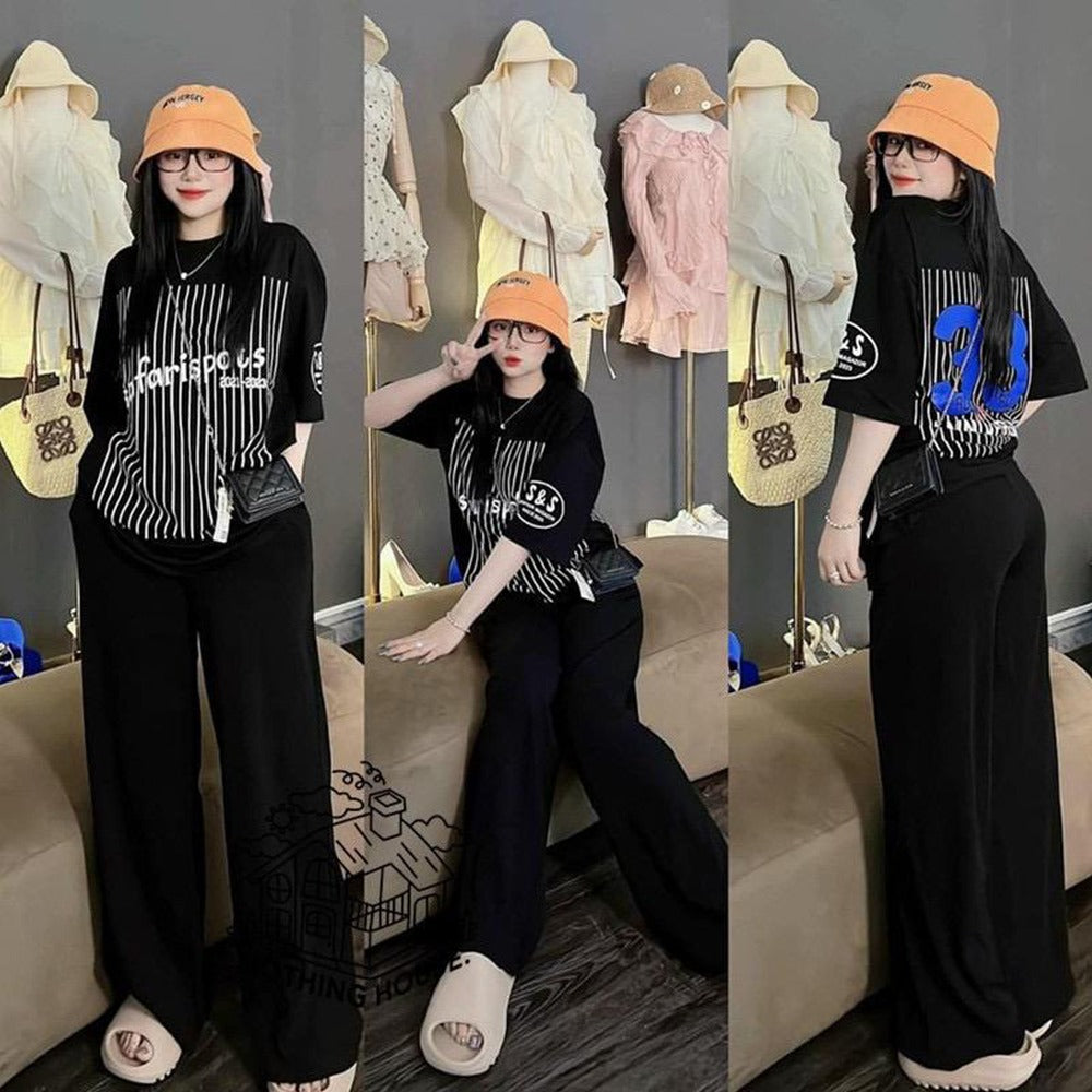 Oversized Round Neck T-shirt & Wide Leg Pant for Women