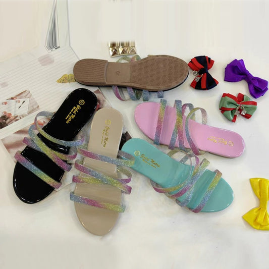 Glittering fashion Flat Slipper Sandals for Women
