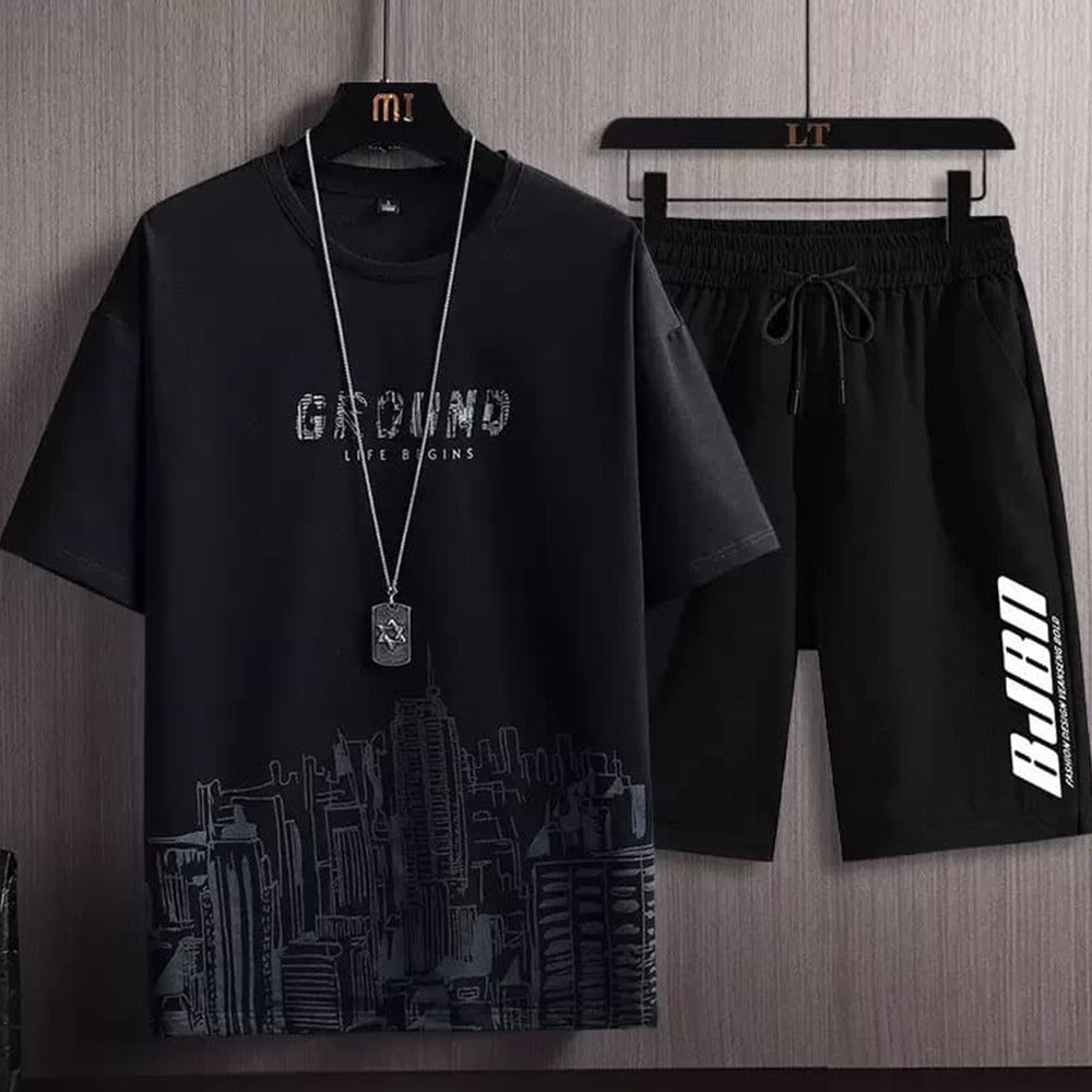 Graphics Printed Short Sleeve T-shirt & Shorts for Men